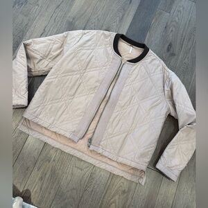 Free People Quilted Bomber Jacket in mauve brown color